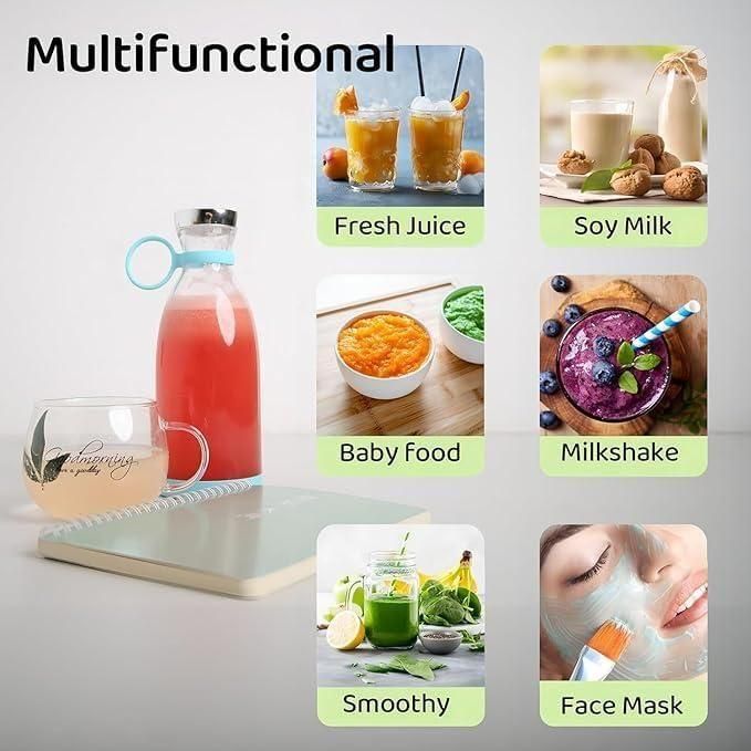 Portable Mixer Bottle – Shaker Cup with Built-in Blender for Smoothies, Protein & Supplements